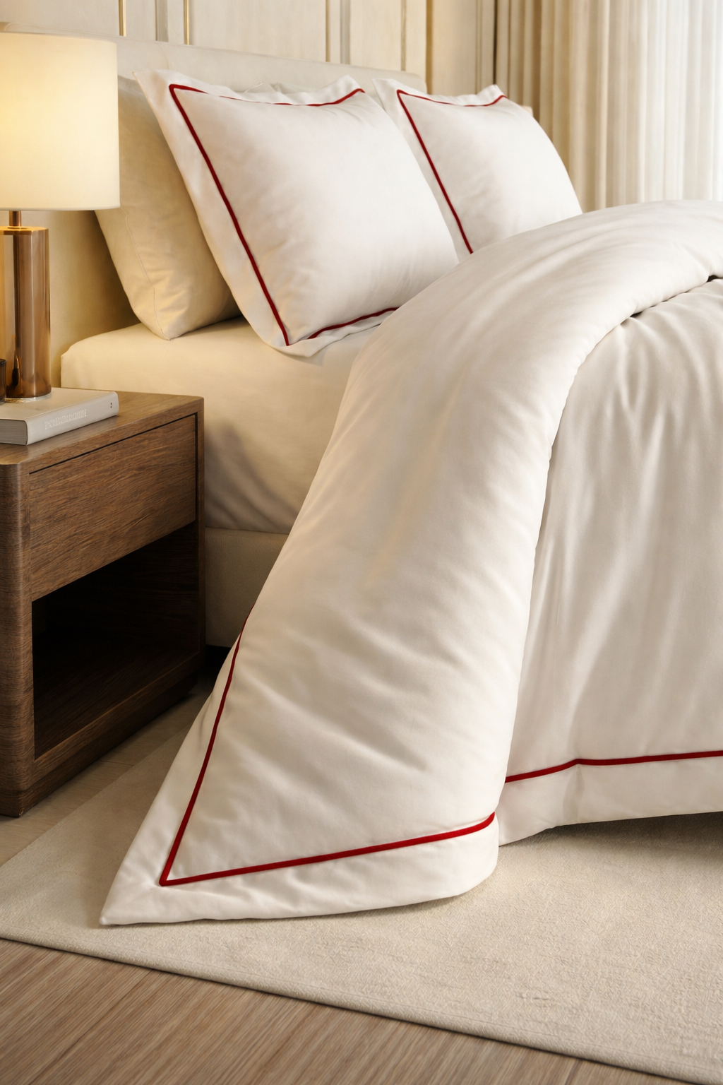 Signature Collection Integrated Edge Piping Duvet Cover Set – Luxury Hotel Style 3 Piece Designer Bedding Set