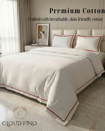 Signature Collection Integrated Edge Piping Duvet Cover Set – Luxury Hotel Style 3 Piece Designer Bedding Set