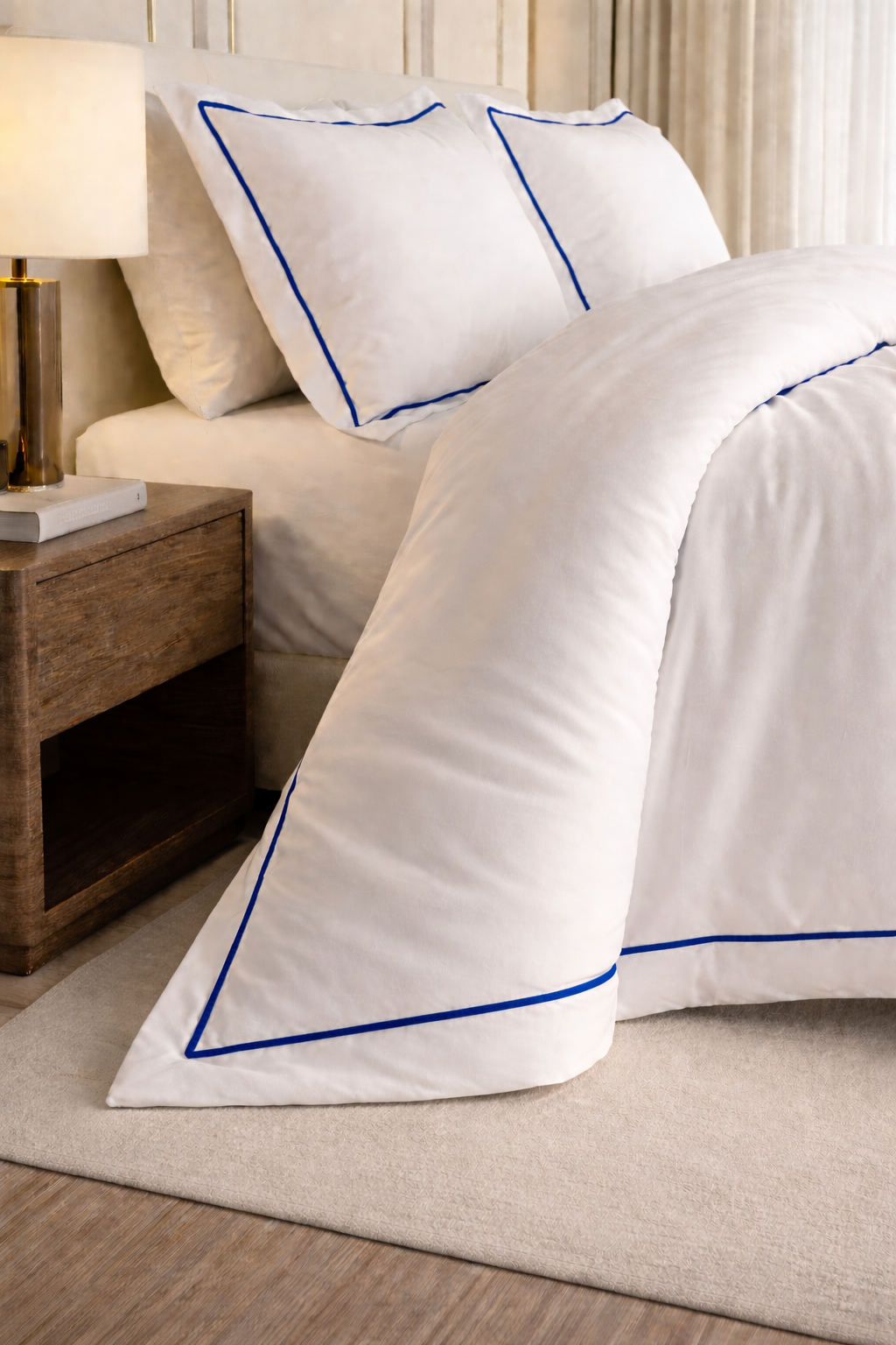 Signature Collection Integrated Edge Piping Duvet Cover Set – Luxury Hotel Style 3 Piece Designer Bedding Set