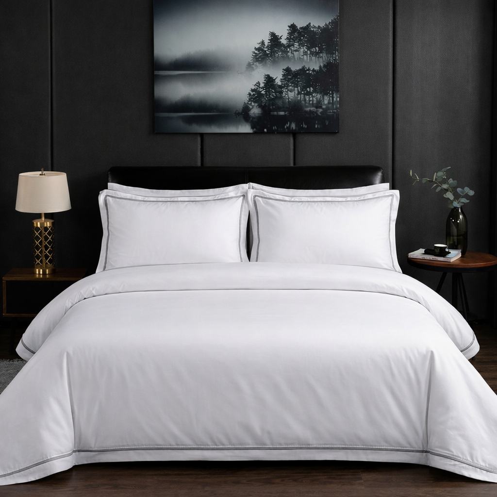 Signature Collection Integrated Edge Piping Duvet Cover Set – Luxury Hotel Style 3 Piece Designer Bedding Set