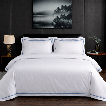 Signature Collection Integrated Edge Piping Duvet Cover Set – Luxury Hotel Style 3 Piece Designer Bedding Set