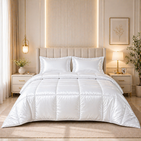 Luxury Silk Satin Comforter – 400 GSM Ultra-Soft, Breathable & Lightweight Quilt